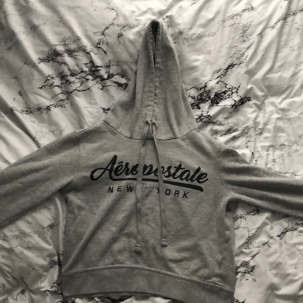 Grey Aeropostale Cropped Hoodie